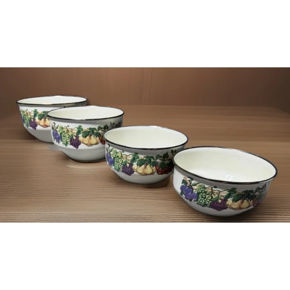4 Vtg Tabletops Unlimited Vitroceramic Gas Electric FRUITS design Nesting Bowls